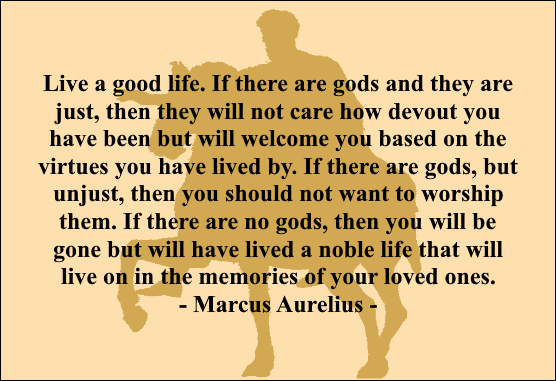 Live a good life. If there are gods and they are just, then they will not care how devout you have been but will welcome you based on the virtues you have lived by. If there are gods, but unjust, then you should not want to worship them. If there are no gods, then you will be gone but will have lived a noble life that will live on in the memories of your loved ones. - Marcus Aurelius -