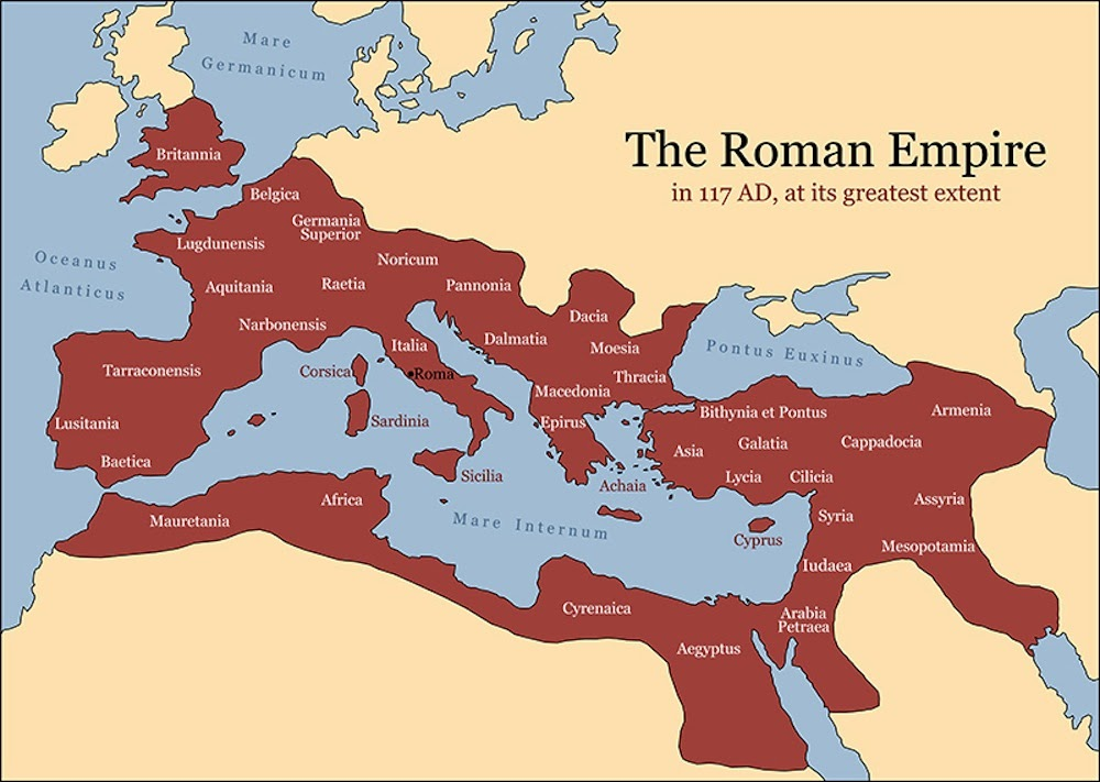 The map of the Roman Empire