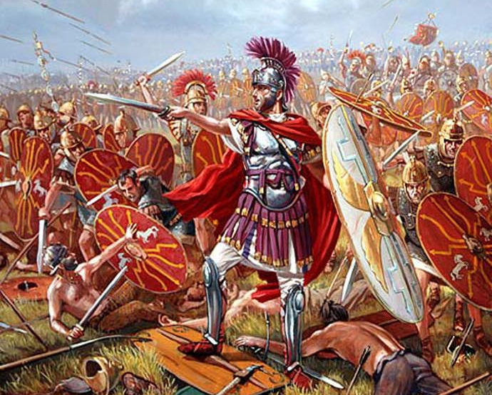 Roman soldiers in battle